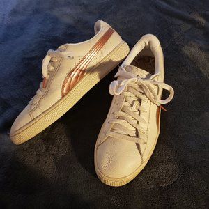 Women's white and rose gold Puma Sneakers